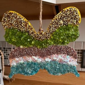 Hand Crafted multi color Beaded wooden hanging Butterfly